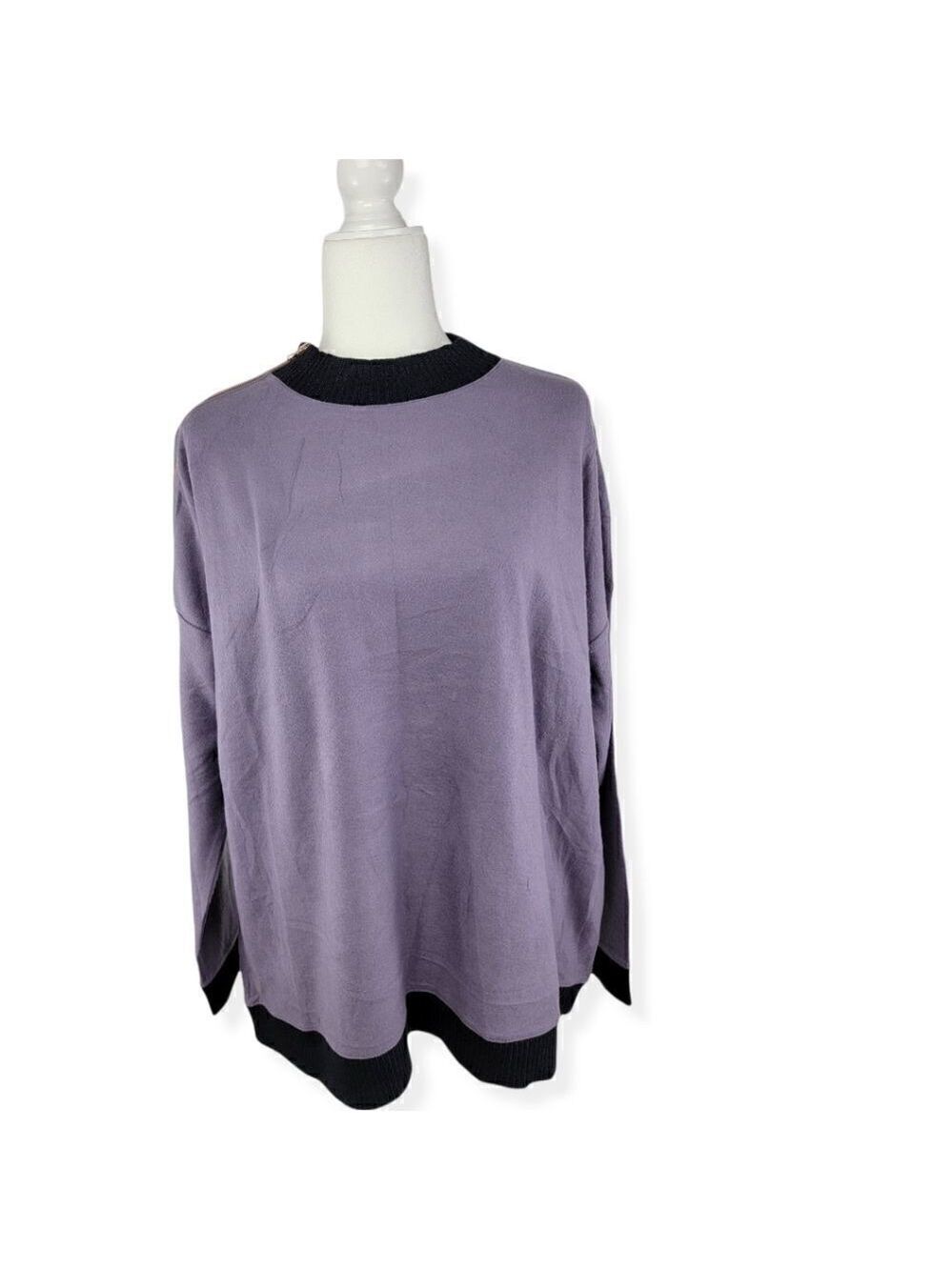 Xersion Purple Moon Navy sweatshirt with Mock collar and collar zipper. …